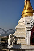 Myanmar - Sagaing, Shwe-kyet-kay a pagoda on a steep bank of the River close to the two parallel bridges linking Sagaing and Amarapura. 